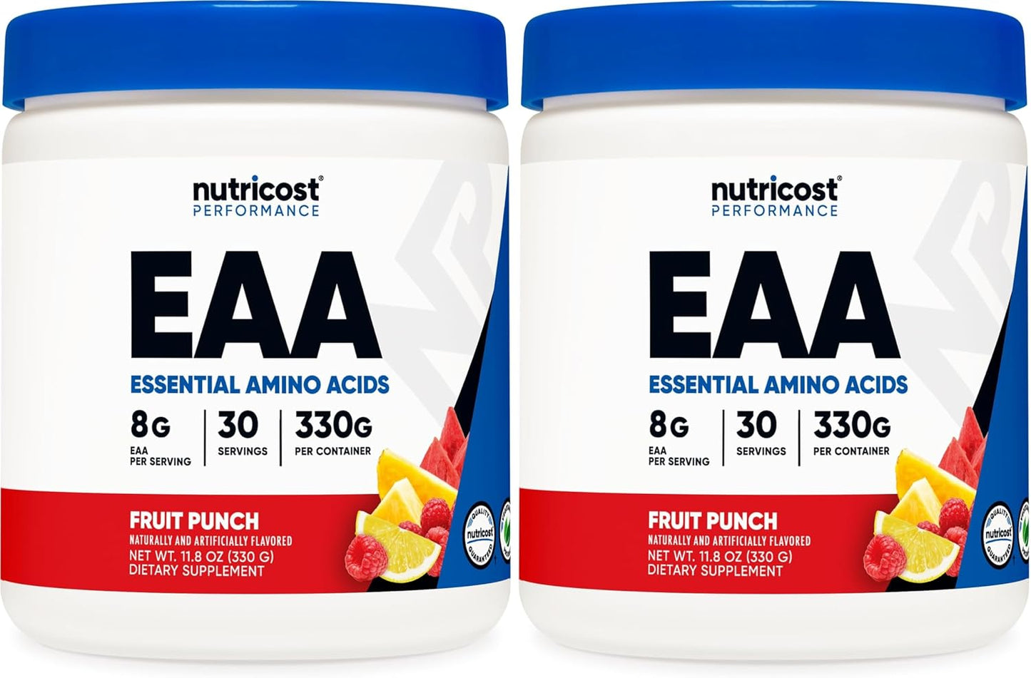 Nutricost EAA Powder 30 Servings (Fruit Punch) - Essential Amino Acids - Non-GMO, Gluten Free, Vegetarian Friendly (Pack of 2)