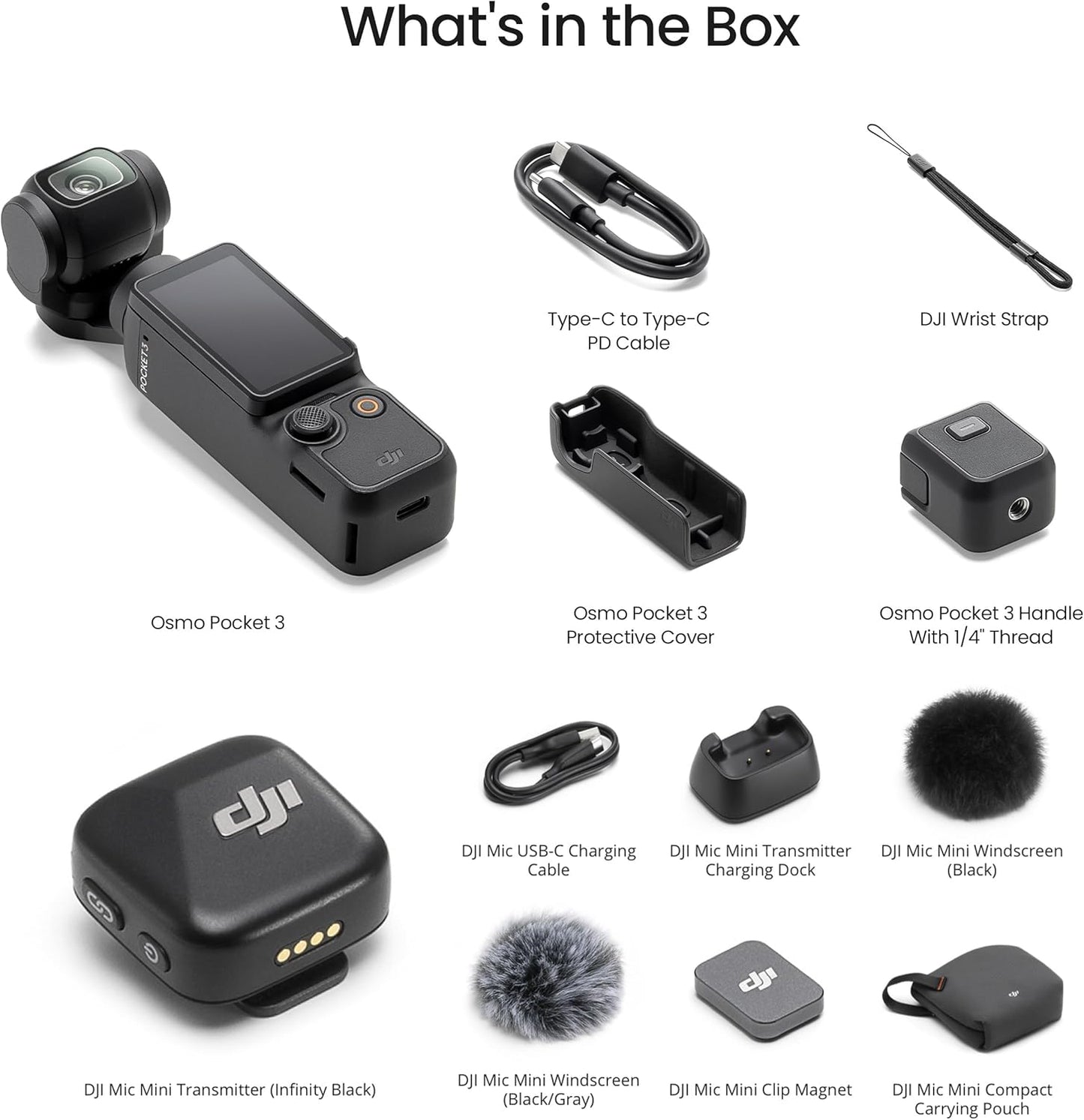 DJI Osmo Pocket 3 Vlog Combo, Vlogging Camera with 1'' CMOS & 4K/120fps for YouTube, Mic Mini Transmitter (Infinity Black)