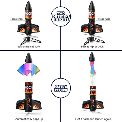 Mafbeanl Rocket Launcher for Kids, Self Launching Motorized Air Rocket Toy, Outdoor Toys for Ages 8-12, Model Rockets with Parachute Safely Land, Spaceship Launch up to 200 ft Birthday Gifts for Boys