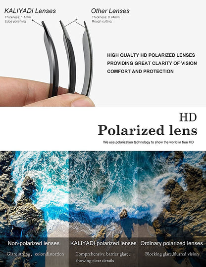 KALIYADI Polarized Sunglasses for Men and Women Semi-Rimless Frame Driving Sun glasses UV Blocking