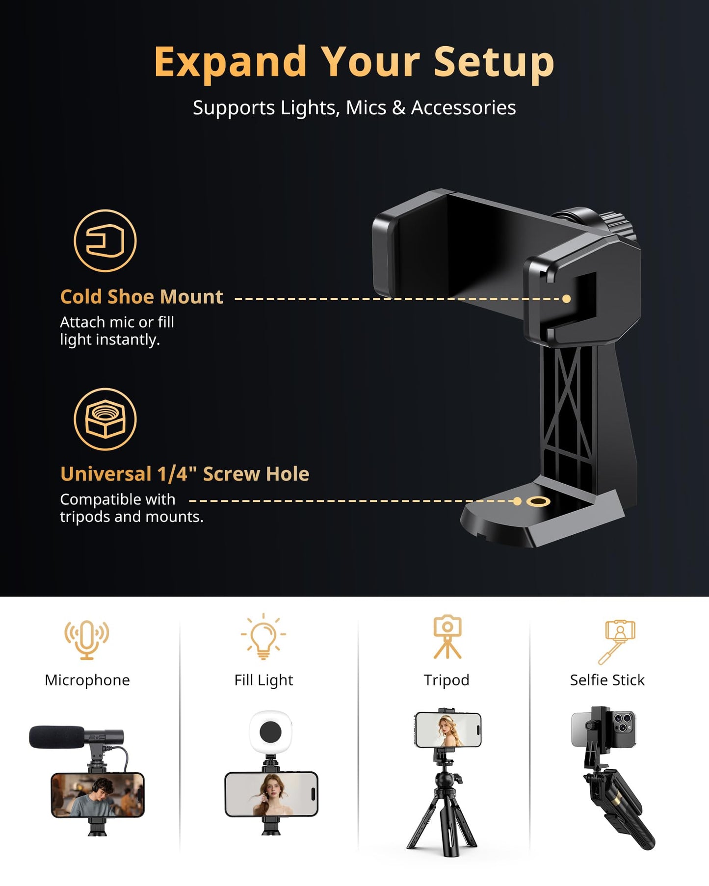 UBeesize 12'' LED Ring Light with 62'' Tripod Stand, Selfie Ring Light for Video Recording, Live Streaming, TikTok & YouTube, Compatible with iPhone & Android (Black)