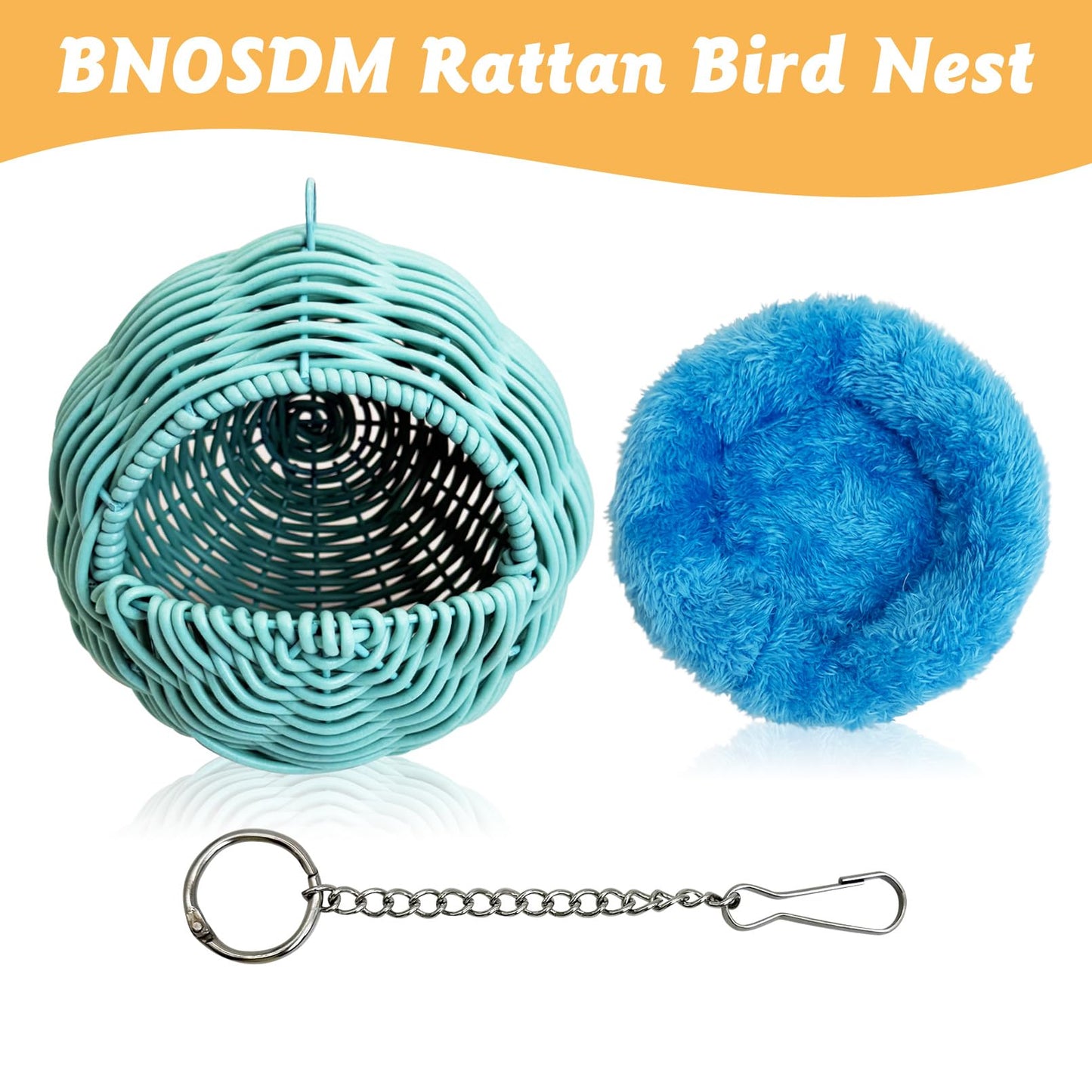 BNOSDM Rattan Bird Nest Parrot Nesting House Parakeet Nesting Soft Lovebird Warm Bed Sleeping for Parrots Bird Cage Accessories for Cockatiels Budgerigars Finches Canaries (Single-Hole Style)