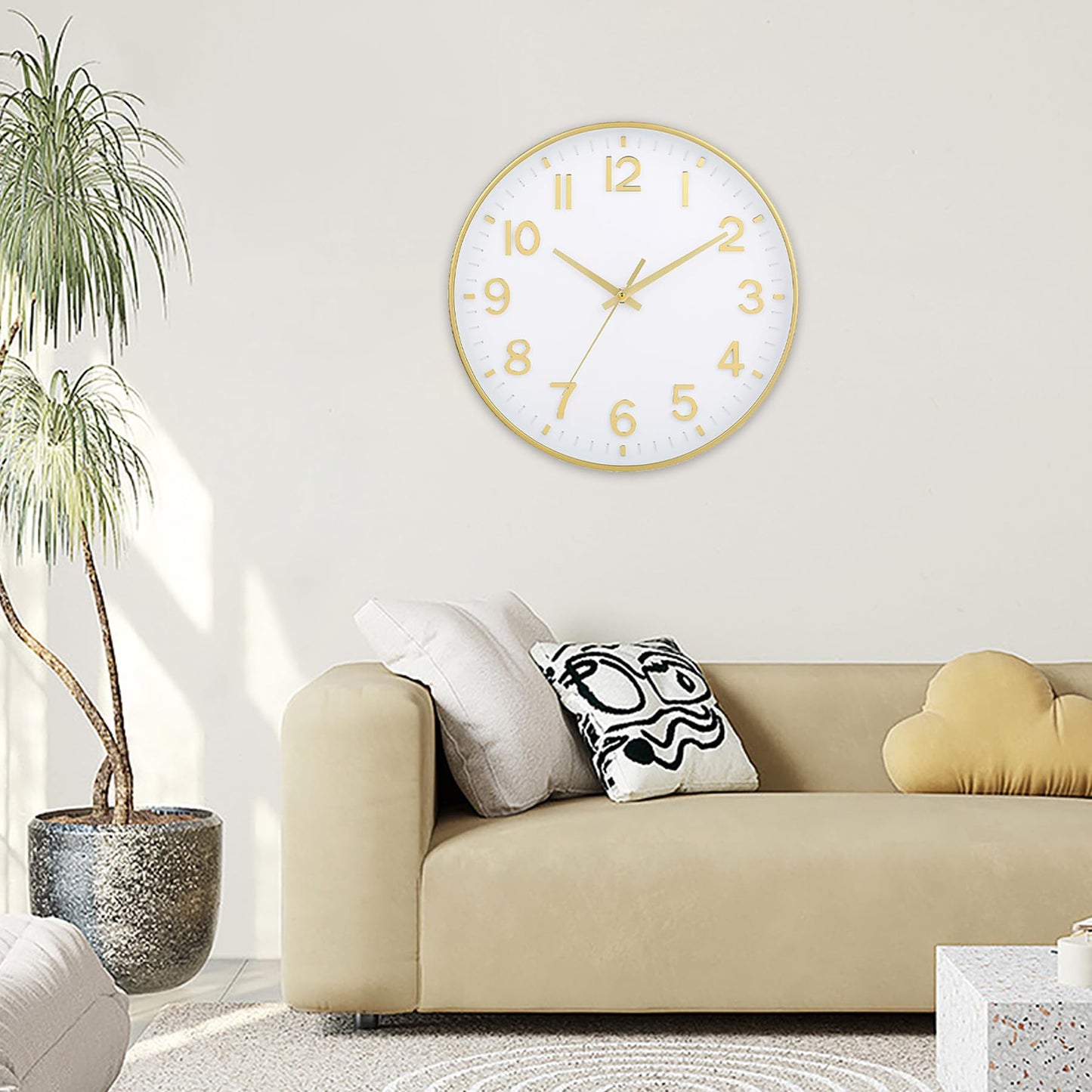 HZDHCLH Wall Clocks Battery Operated,Wall Clock Green,8 inch Wall Clock Silent Non Ticking Modern 3D Numbers for Kitchen Bedroom Living Room Office Classroom Decor