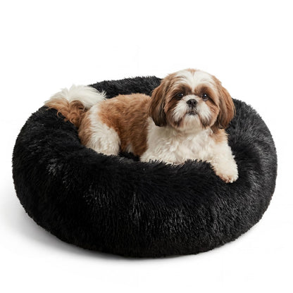Small Calming Dogs Bed for Small Dogs Anti-Anxiety Machine Washable Fluffy Luxury Anti-Slip Waterproof Mute Base Warming Cozy Soft Pet Puppy Round Bed
