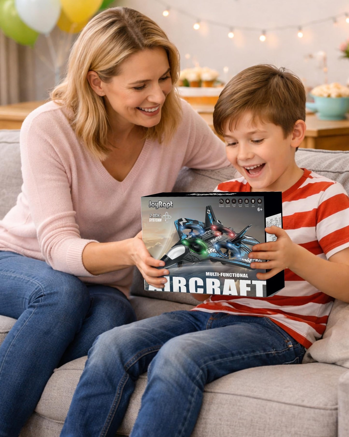 JoyRapt Form RC Plane Drones for Kids, Remote Control Airplane, Aircrafts for Boys and Girls, Jet Helicopter Drones with LED Lights 360° Flip, 4 Rechargeable Batteries (Two Pack)