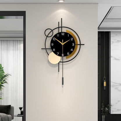 Wall Clock Decorative Large Modern Wall Clock Silent Non-Ticking Battery Operated Gold Unique Pendulum Clock for Living Room,Bedroom,Office,Kitchen,Bathroom,Wall Decor 13.8x21.9in