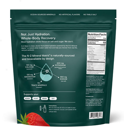 Mineral Hydration Packets – Electrolyte Powder Drink Mix with Calcium, Magnesium, Potassium – No Added Sugar, Natural Ingredients - Variety Pack (12 Packets)