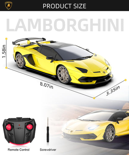 AEROQUEST 1:24 Lamborghini Remote Control Car （Green） | Officially Licensed,Birthday Gift,Toys for ages 3-8,Aventador SVJ Mode,Electric Sport Racing,Hobby RC Cars
