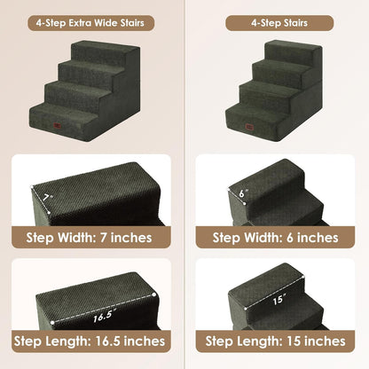 EHEYCIGA Dog Stairs for Small Dogs 13.5" H, 3-Step Dog Steps for Couch Sofa and Chair, Pet Steps for Medium Cats, Non-Slip Balanced Pet Ramp Indoor, Grey