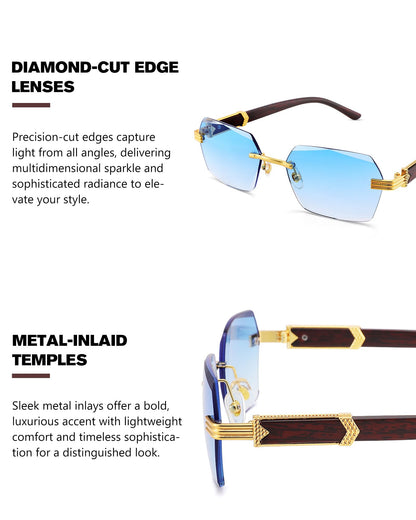 Pro Acme Rimless Rectangle Sunglasses for Men Women Hexagon Shade Eyewear Frameless y2k Glasses