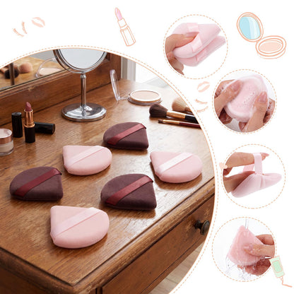 Pimoys 6 Pieces Powder Puff, Face Makeup Sponge Soft Velour Triangle Powder Puffs Beauty Sponge for Loose Powder (Black, Pink)