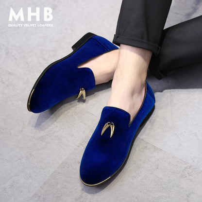 MHB Men's Multiple Colors Velvet Loafer Slip-on Tuxedo Dress Shoes Glitter Suede Smoking Slipper