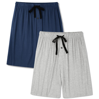 BAMBOO COOL Men's Pajama bottoms Lounge Sleep Shorts Soft Comfortable Breathable Pajamas Shorts with Pockets 2 Pack