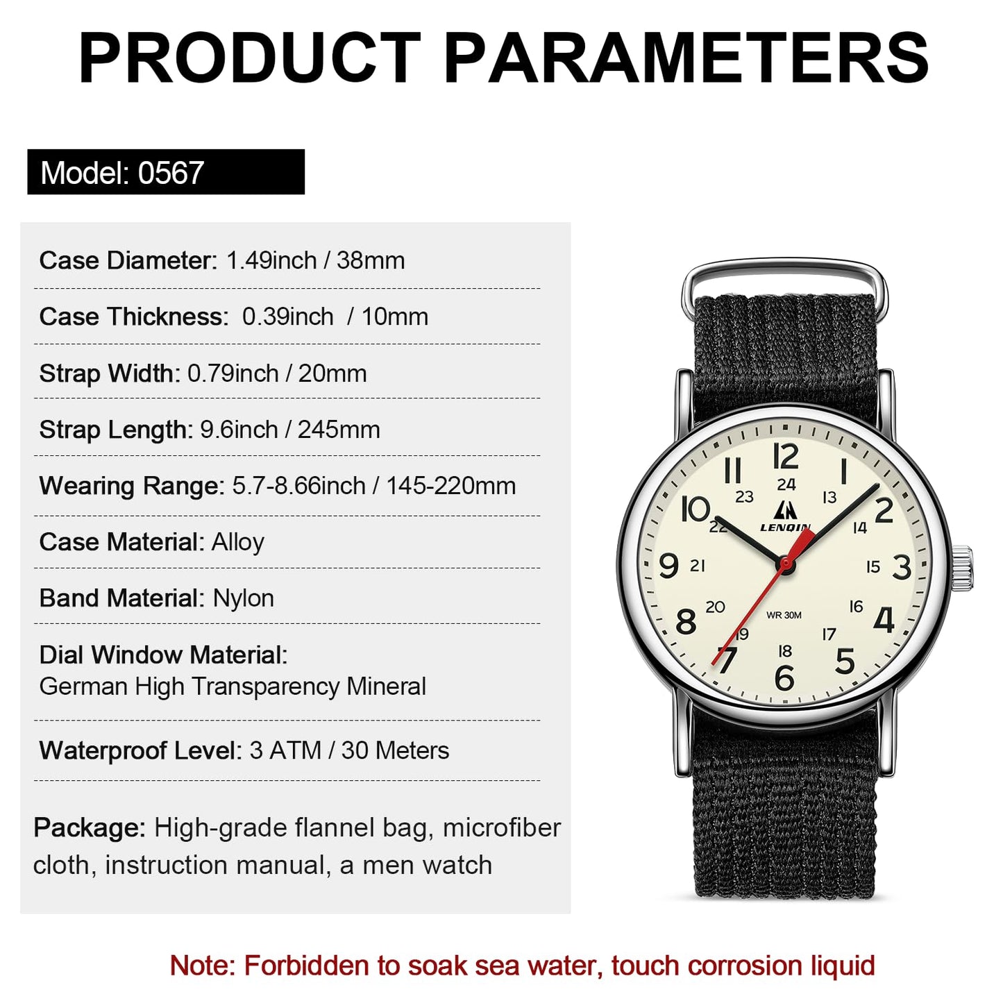 LN LENQIN Mens Watches Unisex Military Sport Nylon Strap Stylish Luminous Fashion Analog Quartz Watch for Men Waterproof Army Tactical Casual Wristwatch