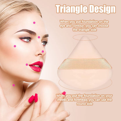 Pimoys 6 Pieces Powder Puff, Face Makeup Sponge Soft Velour Triangle Powder Puffs Beauty Sponge for Loose Powder (Black, Pink)