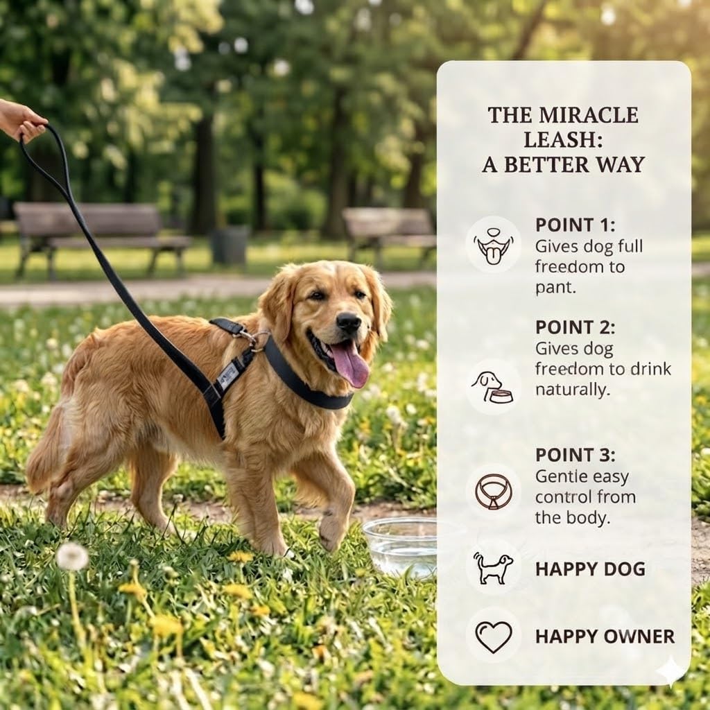 No‑Pull Dog Leash Attachment – Torso‑Loop Control for Large Dogs that Pull – Gentle Leader Alternative – Training Tool for Reactive & Lunging Dogs – Works with Any Collar