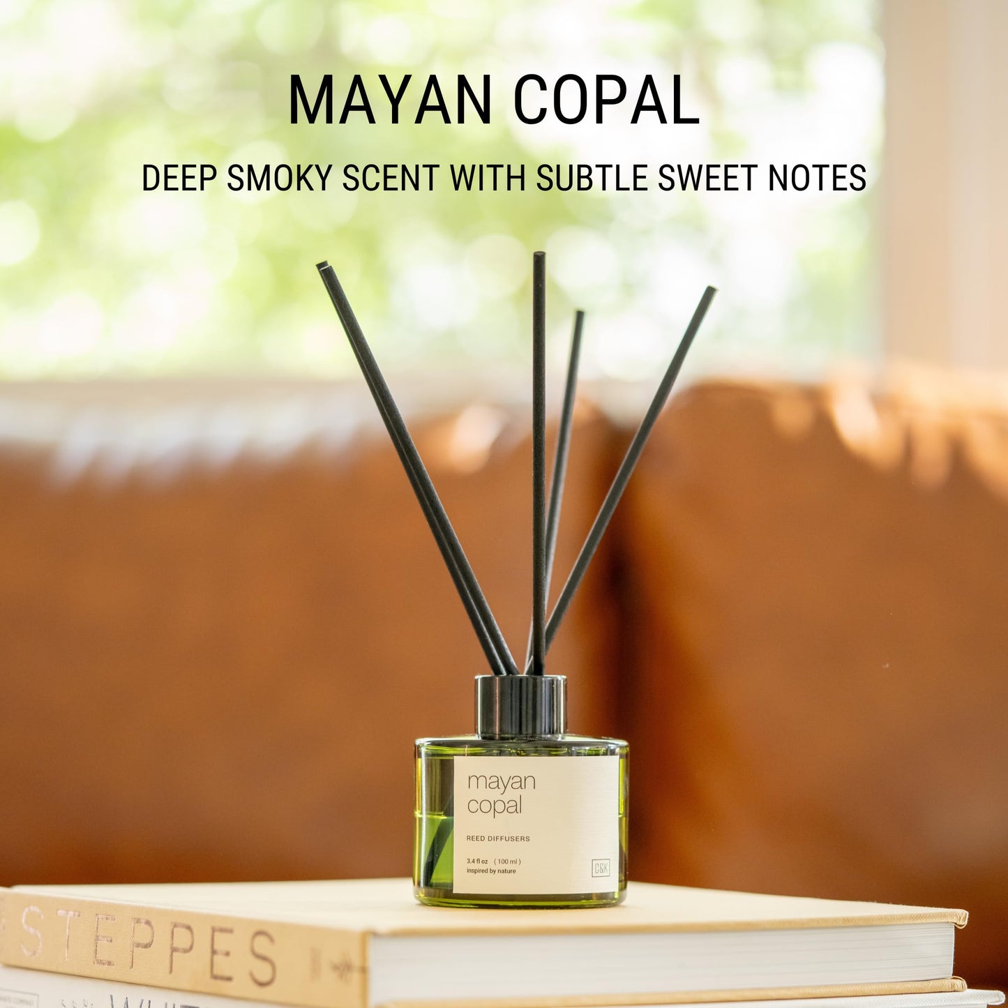 Craft & Kin Reed Diffuser with Dried Flowers | 5 oz Stone Fruit & Sage Scented Holiday Reed Diffusers for Home, Bathroom | Scent Sticks | Elegant Fragrance Home Decor for Men & Women