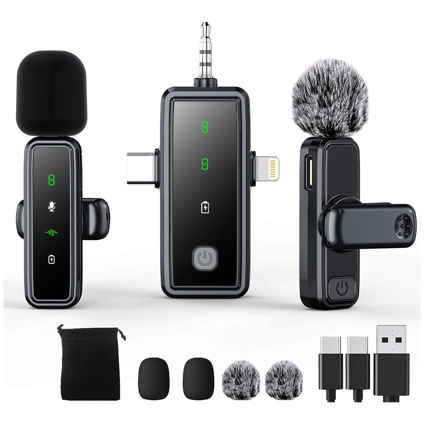 Wireless Mini Microphone for iPhone Android,Mini Mic for Video Recording,Plug & Play Lapel Professional Mic with Noise Reduction, Mute, and Reverb for YouTube TikTok Vlog Podcast