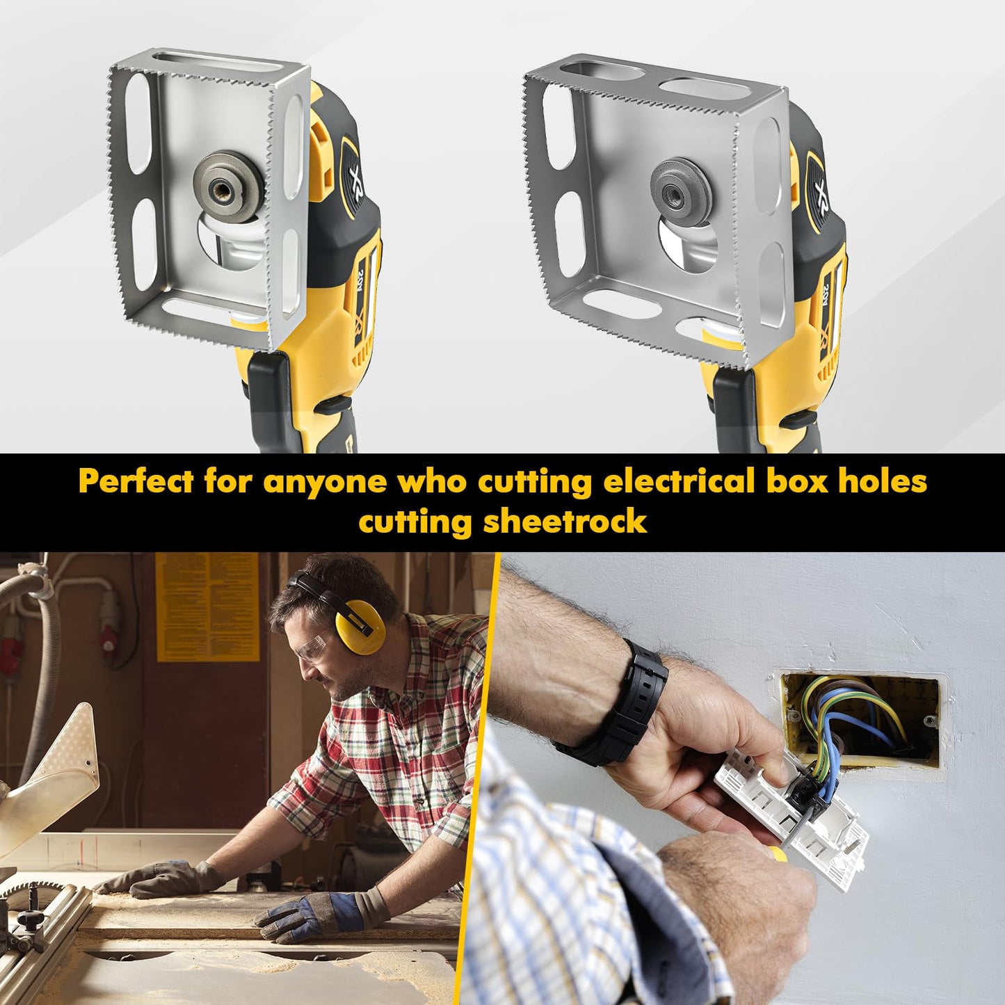 Square Slot Cutter Compatible for Dewalt 20V & Milwukee M18 Oscillating Multi-Tool to Cut-in Single Gang Wall Gang Electrical Boxes,Outlet Cutter for Drywall,Efficient Cutting Tool,1 Pcs square-shaped