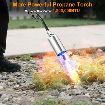 Sondiko Propane Torch Weed Burner, High Output Weed Torch Flamethrower, 30" Detachable Long Arm Heavy Duty Blow Torch For Garden, Wood, Ice, Snow, Melting(PROPANE TANK NOT INCLUDED)