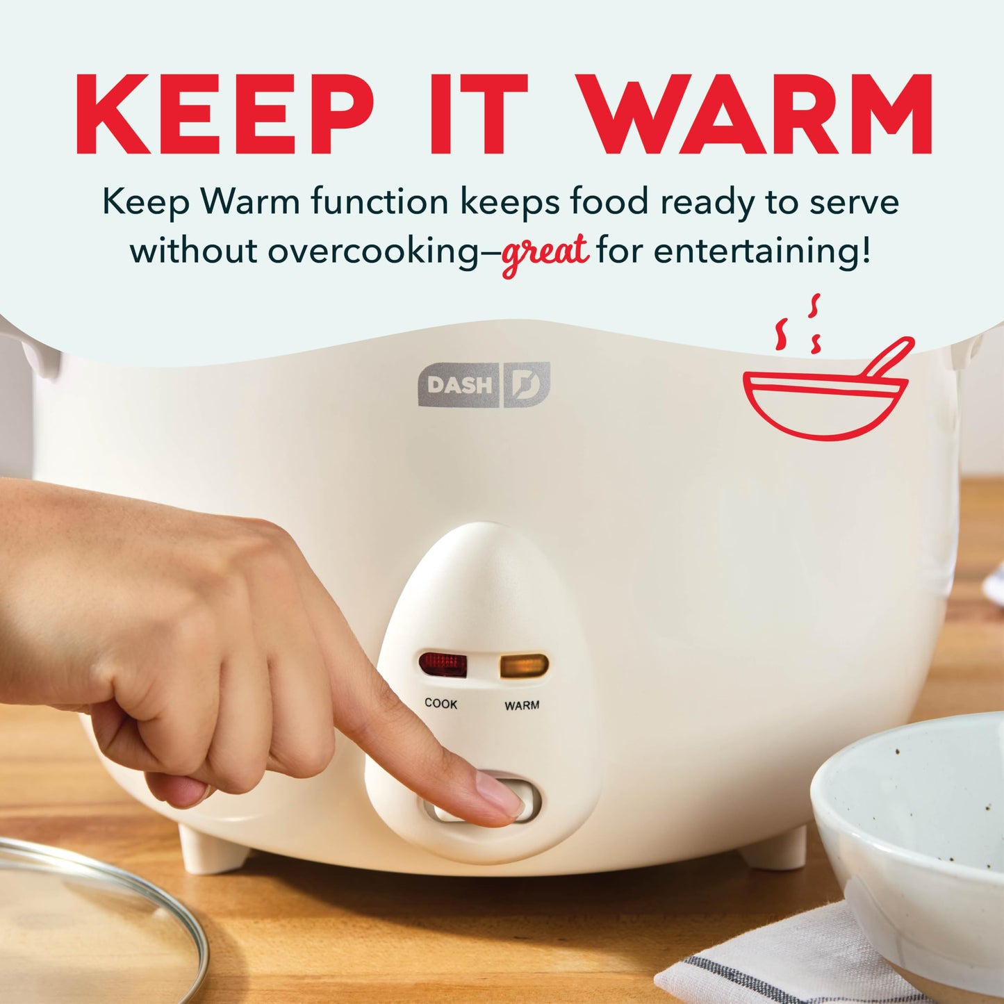 Dash Mini Rice Cooker | Small Rice Maker, 2 Cups Cooked / 1 Cup Uncooked, Ceramic Nonstick Removable Pot, Keep Warm Function, Compact and Portable for Dorm, Travel, Single Serve, Aqua
