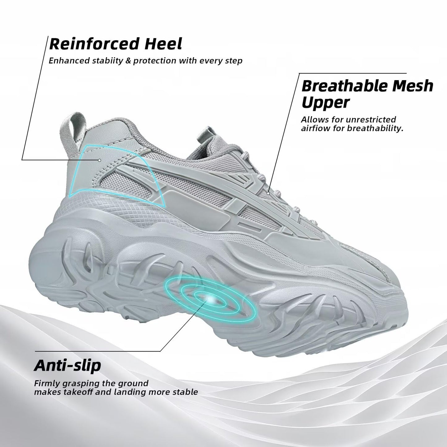 Women's Road Running Shoes Non Slip Ladies Walking Fashion Athletic Chunky Sneakers Work Gym Comfort Lightweight Mesh Soft Sole