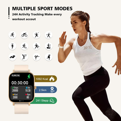 Smart Watch for Men Women SmartWatch 1.83" for iPhone Samsung Android Phone Compatible, Fitness Tracker Watch with Pedometer, Heart Rate/Sleep Monitor, Blood Oxygen, IP68 Waterproof