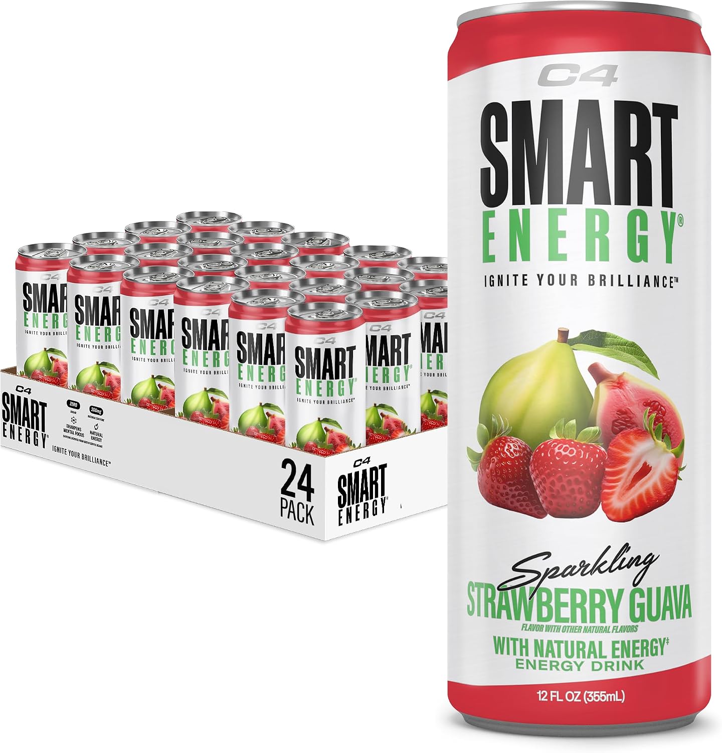 C4 Smart Energy Drinks Variety Pack, Sugar Free Performance Fuel & Nootropic Brain Booster, Coffee Substitute or Alternative, 4 Flavor Berry Breeze Variety (Pack of 24)