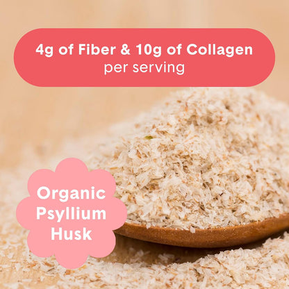 Bellway Super Fiber Powder + Collagen, Sugar-Free Psyllium Husk Powder with Collagen Peptides and Hyaluronic Acid for Gut Health, Healthy Skin, Nails, Bones & Joints, Strawberry Lemonade (20 Servings)