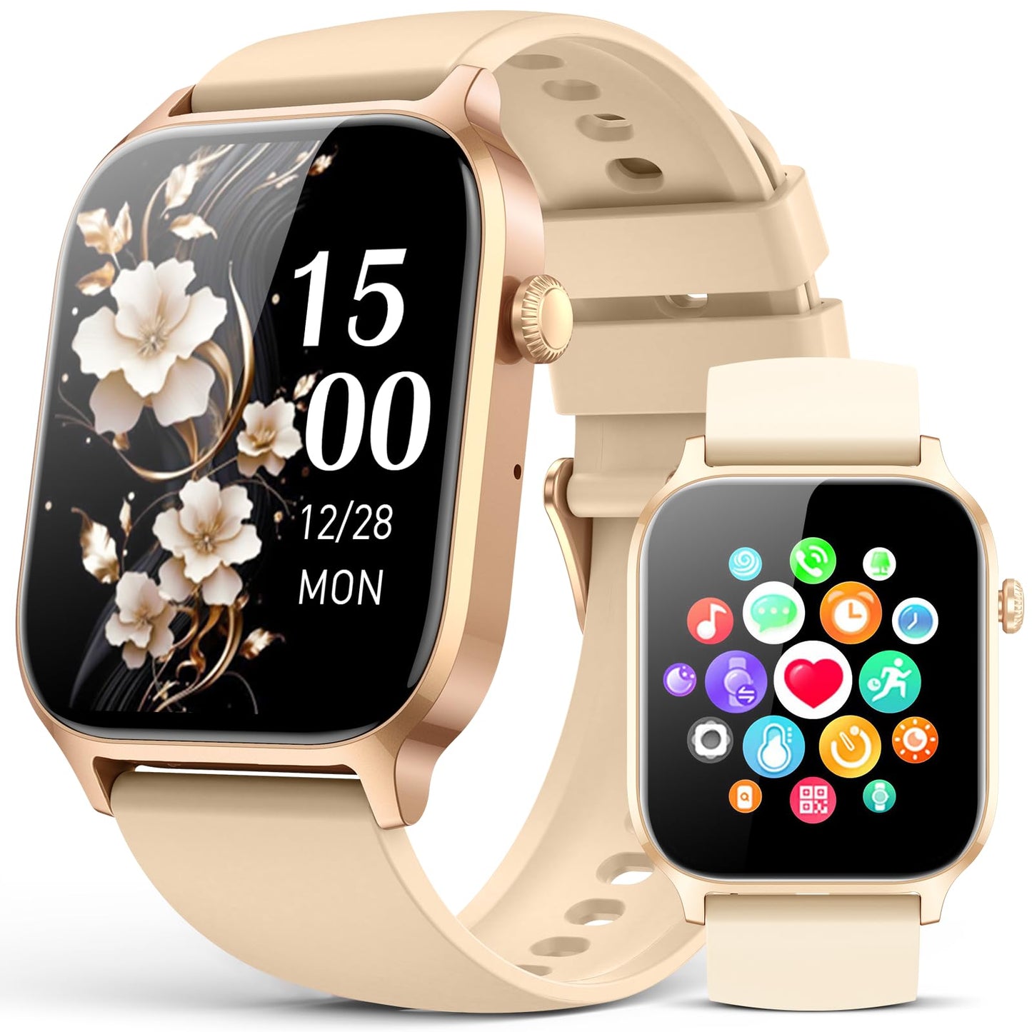 Smart Watches for Women Men, Fitness Tracker Watch with 110 Sports Modes, Step Counter/Sleep Monitor/Pedometer, IP68 Waterproof, Bluetooth Call & Music Control Smartwatch for iPhone/Android,Starlight