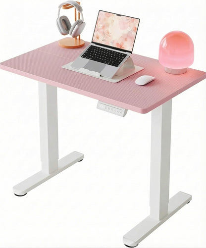 HUANUO 32" Small Electric Standing Desk Adjustable Height, 4 Memory Height Settings, Sit Stand Up Desk for Home Office & Computer Workstation, LightWalnut