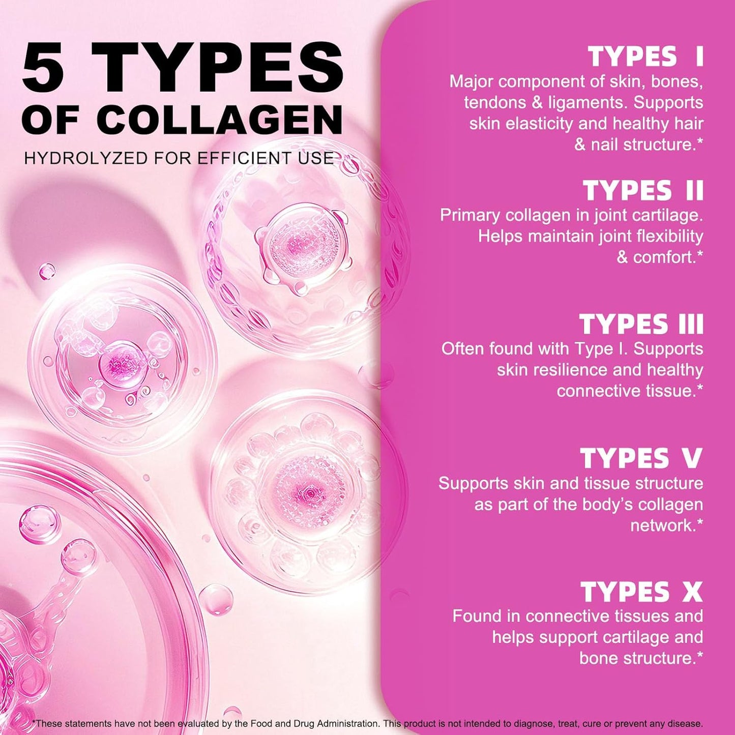 Multi Collagen Peptides Powder | Types I, II, III, V, X | 16 Oz (41 Servings) Hydrolyzed Collagen Peptides | Supports Healthy Skin, Joints, Hair, and Nails | Unflavored & Dissolves Easily