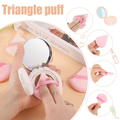 Pimoys 6 Pieces Powder Puff, Face Makeup Sponge Soft Velour Triangle Powder Puffs Beauty Sponge for Loose Powder (Black, Pink)