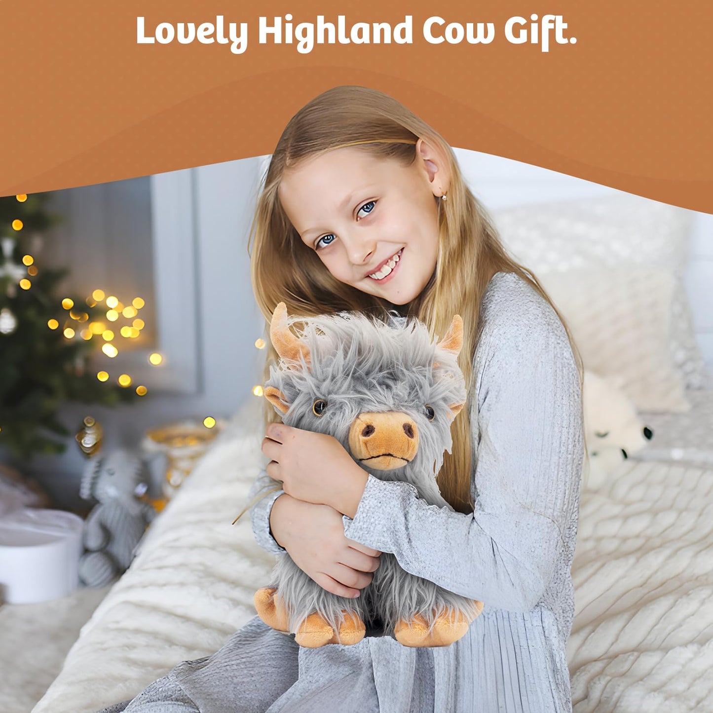 Marysun Microwavable Highland Cow Stuffed Animal - Weighted Stuffed Animal Plush, Heating Pad, Cozy Gift for Girls|Women|Kids|Elderly People, 9.8in, 1.65lb