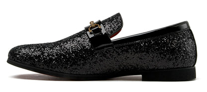 Men Loafer Metallic Textured Slip-on Glitter Sequins Fashion Wedding Dress Shoes Golden