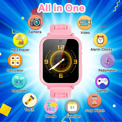 Cosjoype Kids Game Smart Watch for Kids with 39 Puzzle Games HD Touch Screen Camera Music Player Pedometer Alarm Clock Calculator Flashlight 12/24hr Kid Watch Gift for 4-12 Year Old Boys Toys for Kid