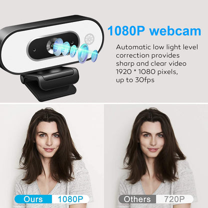W4 2K Autofocus Webcam with Dual Mics & LED Light, 1080P 60fps/2K 50fps, USB Streaming Camera for PC, Laptop, Switch 2, Desktop - Plug and Play
