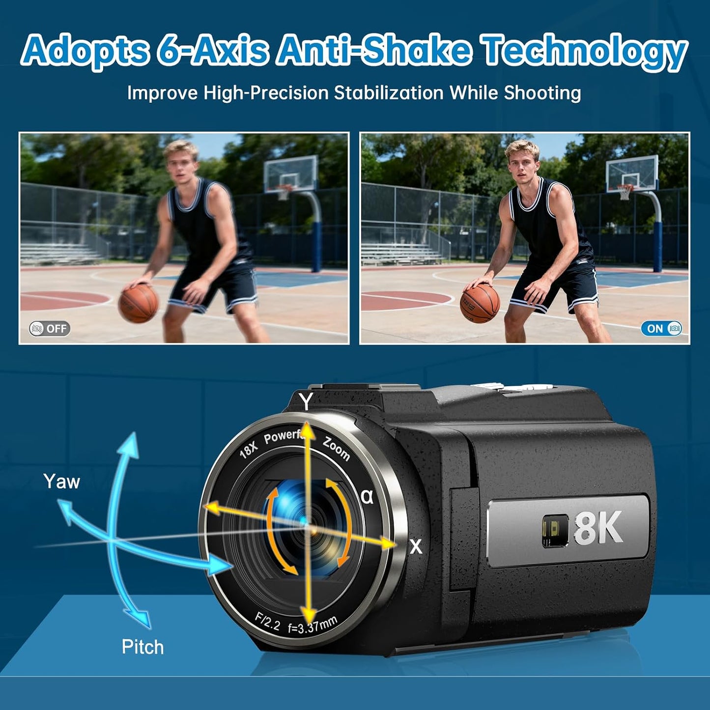 8K Video Camera Camcorder Latest 88MP Ultra HD Video Cameras WiFi Vlogging Camera for YouTube 18X Digital Video Cameras with Microphone 6-Axis Anti-Shake IR Night Vision Video Recorder