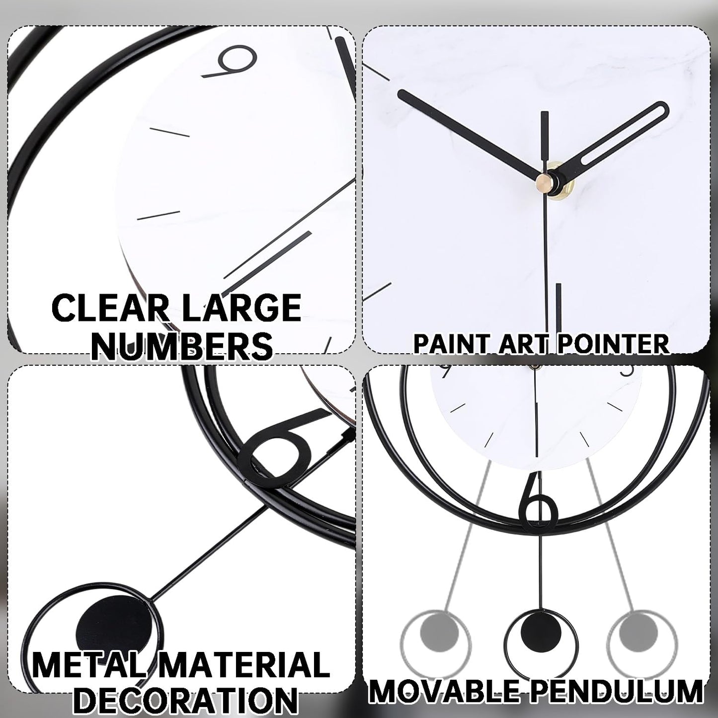 Dankeit Decorative Wall Clock,Silent Non-Ticking Quality Quartz Movement Battery Operated,Large Wall Clocks for Living Room Kitchen Home Bathroom Bedroom Wall Decor,16x16inch,White