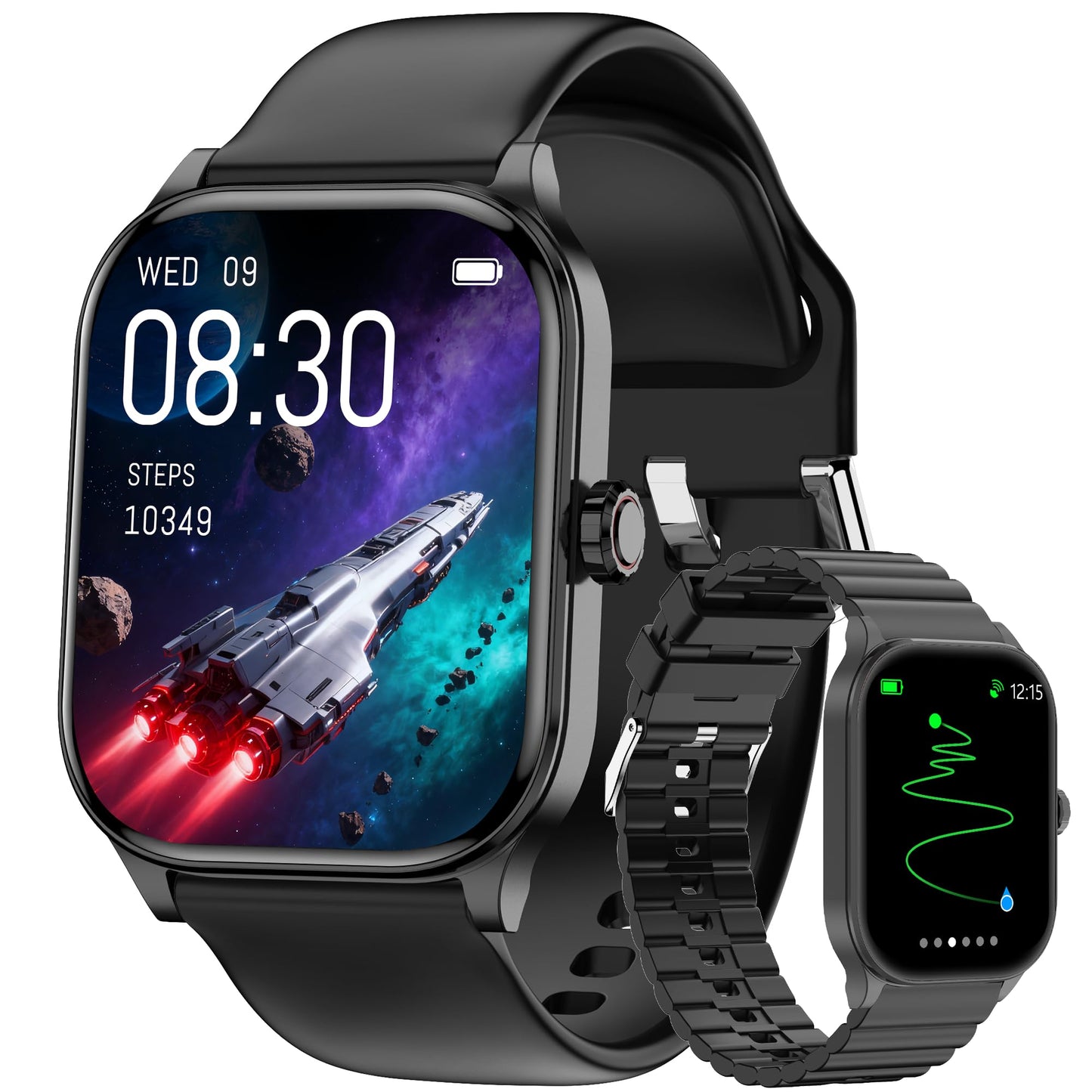 Smart Watch for Women Men, GPS Smartwatches with Heart Rate/SpO2/Sleep/Stress Monitor, 100+ Sports Fitness Watches, IP68 Waterproof Activity Tracker for Android/ iOS Phone (Silver, 1.96"_GPS+Map)