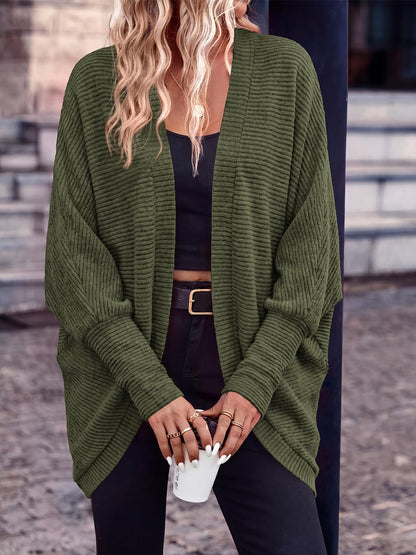 PRETTYGARDEN Batwing Long Sleeve Lightweight Cardigan Sweaters for Women | Casual Open Front Long Cardigans, Loose Fit Soft Ribbed Knit Light Weight Sweater, Fashion Early Fall Clothes, Travel Outfits