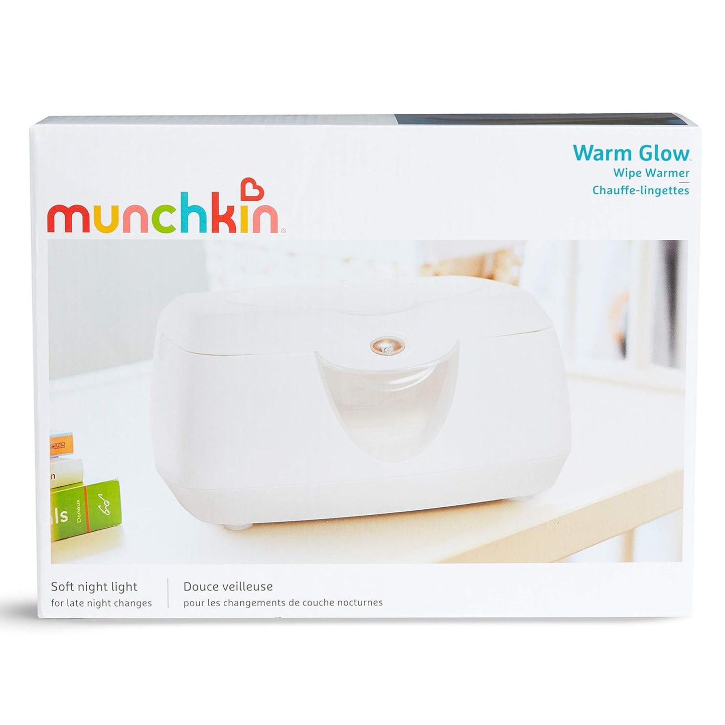 Munchkin Warm Glow Baby Wipe Warmer with Nightlight, Baby Wipes Warmer Dispenser for Newborn Diaper Changes, Holds 100 Wipes, White