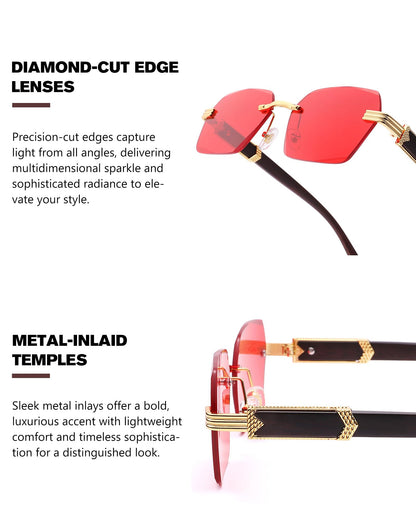 Pro Acme Rimless Rectangle Sunglasses for Men Women Hexagon Shade Eyewear Frameless y2k Glasses