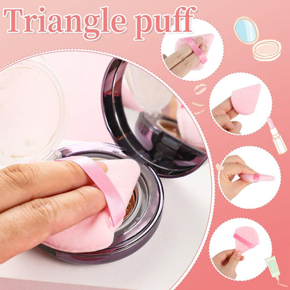 Pimoys 6 Pieces Powder Puff, Face Makeup Sponge Soft Velour Triangle Powder Puffs Beauty Sponge for Loose Powder (Black, Pink)