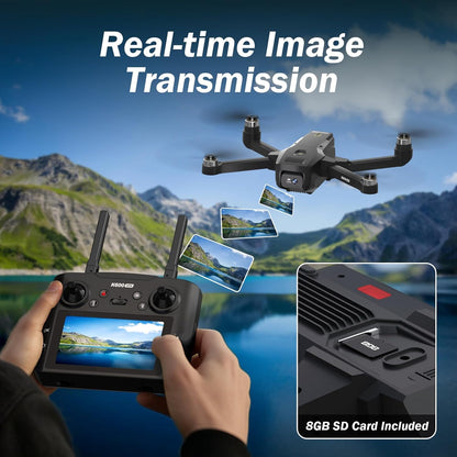 GPS Drone with EIS Camera for Adults Beginners,4.5" HD LCD RC Screen,Al Track&Orbit Mode,32G SD Card with Drone Professional Auto Return, Drones Long Range Follow Me,Gesture Control,under 249g