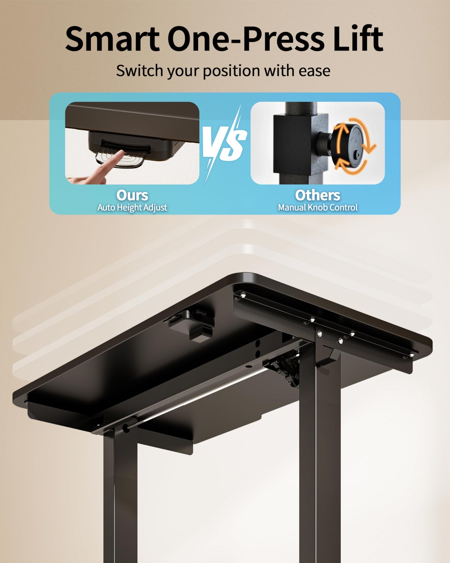 Okin Small Electric Standing Desk, 36" x 24" Whole Piece Height Adjustable Desk, Oak Sit to Stand Computer Workstation with Wheels for Home Office
