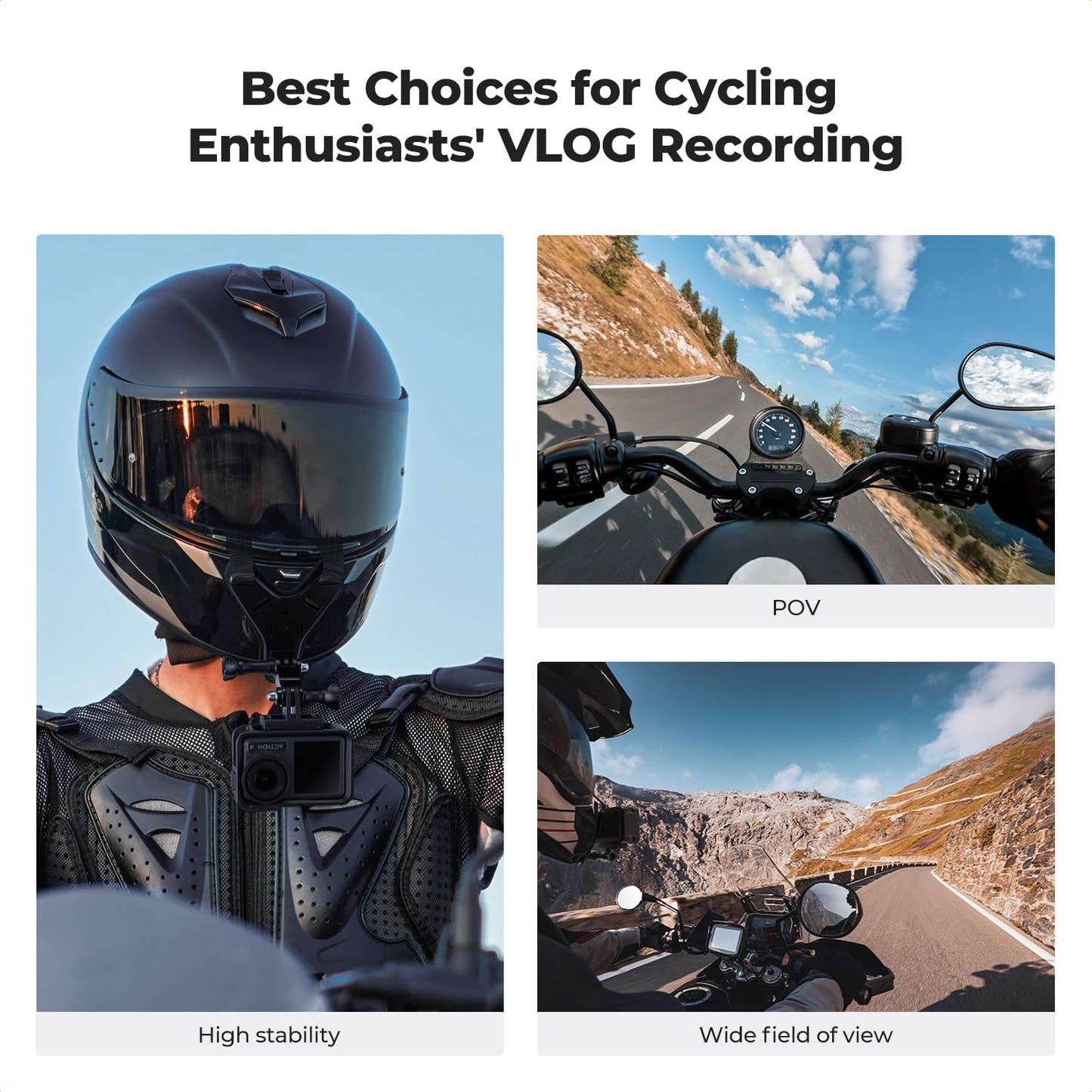 K&F CONCEPT Action Camera Motorcycle Dirt Bike Helmet Chin Strap Mount | Helmet Holder Mounting Attachment Compatible With GoPro Hero 13/12/11/10/9/8/DJI Osmo Action 5Pro/6/4/3/Insta360 X5/X4, TW05