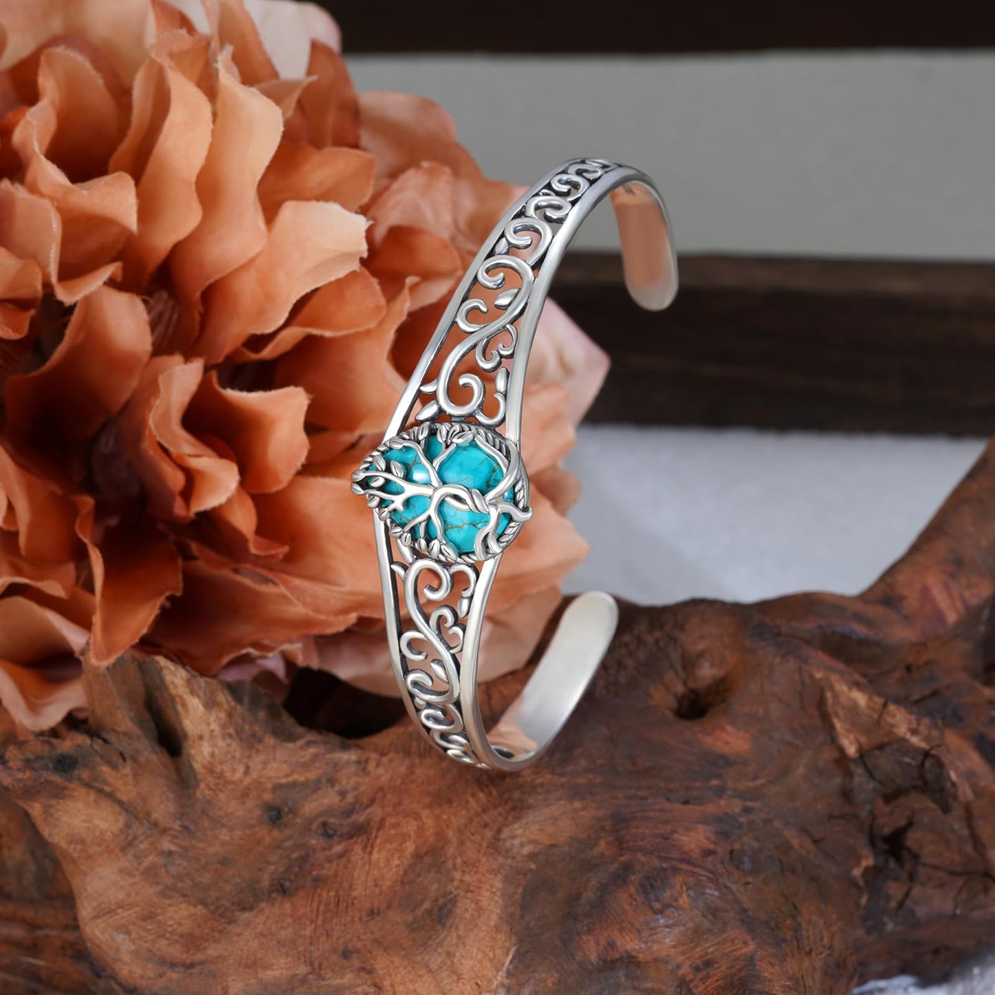 Genuine Turquoise Bracelet for Women 925 Sterling Silver Real Turquoise Cuff Bracelet Vintage Western Jewelry for Women