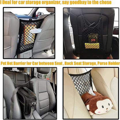 DYKESON Dog Car Barrier Net, Upgraded Pet Kids Divider with Mesh Organizer for Cars SUVs