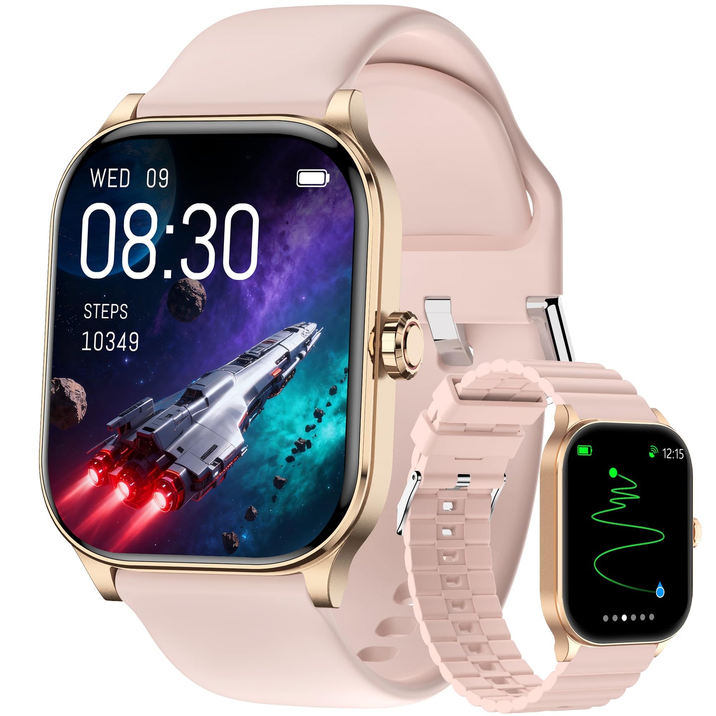 Smart Watch for Women Men, GPS Smartwatches with Heart Rate/SpO2/Sleep/Stress Monitor, 100+ Sports Fitness Watches, IP68 Waterproof Activity Tracker for Android/ iOS Phone (Silver, 1.96"_GPS+Map)